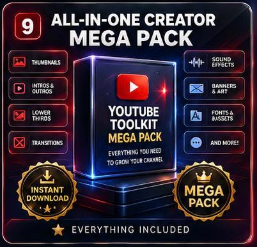 ALL-IN-ONE CREATOR MEGA PACK (Thumbnails, Intros, Outros, Sound Effects, Fonts, Banners, Lower Thirds, Transitions..+)