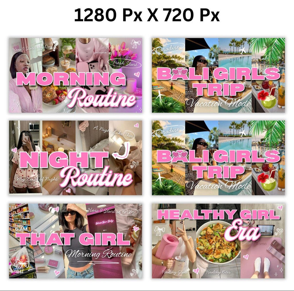 Lifestyle Vlogger YouTube Thumbnail Templates | Pink Girly Canva Thumbnail Kit | Editable YouTube Branding Templates | Digital Download