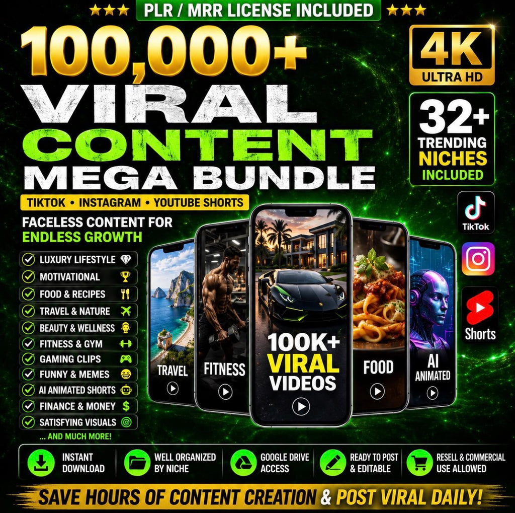 100K+ Viral Reels Bundle, Faceless Content, TikTok, Instagram, YouTube Shorts (Digital Download)