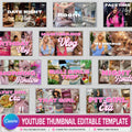 Lifestyle Vlogger YouTube Thumbnail Templates | Pink Girly Canva Thumbnail Kit | Editable YouTube Branding Templates | Digital Download