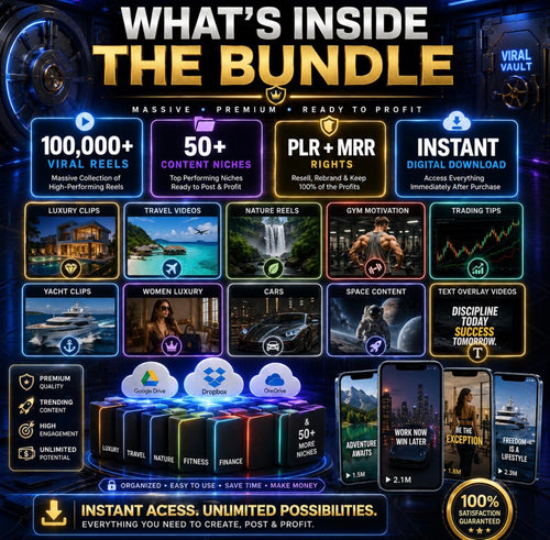 100K+ Viral Reels Bundle, Faceless Content, TikTok, Instagram, YouTube Shorts (Digital Download)