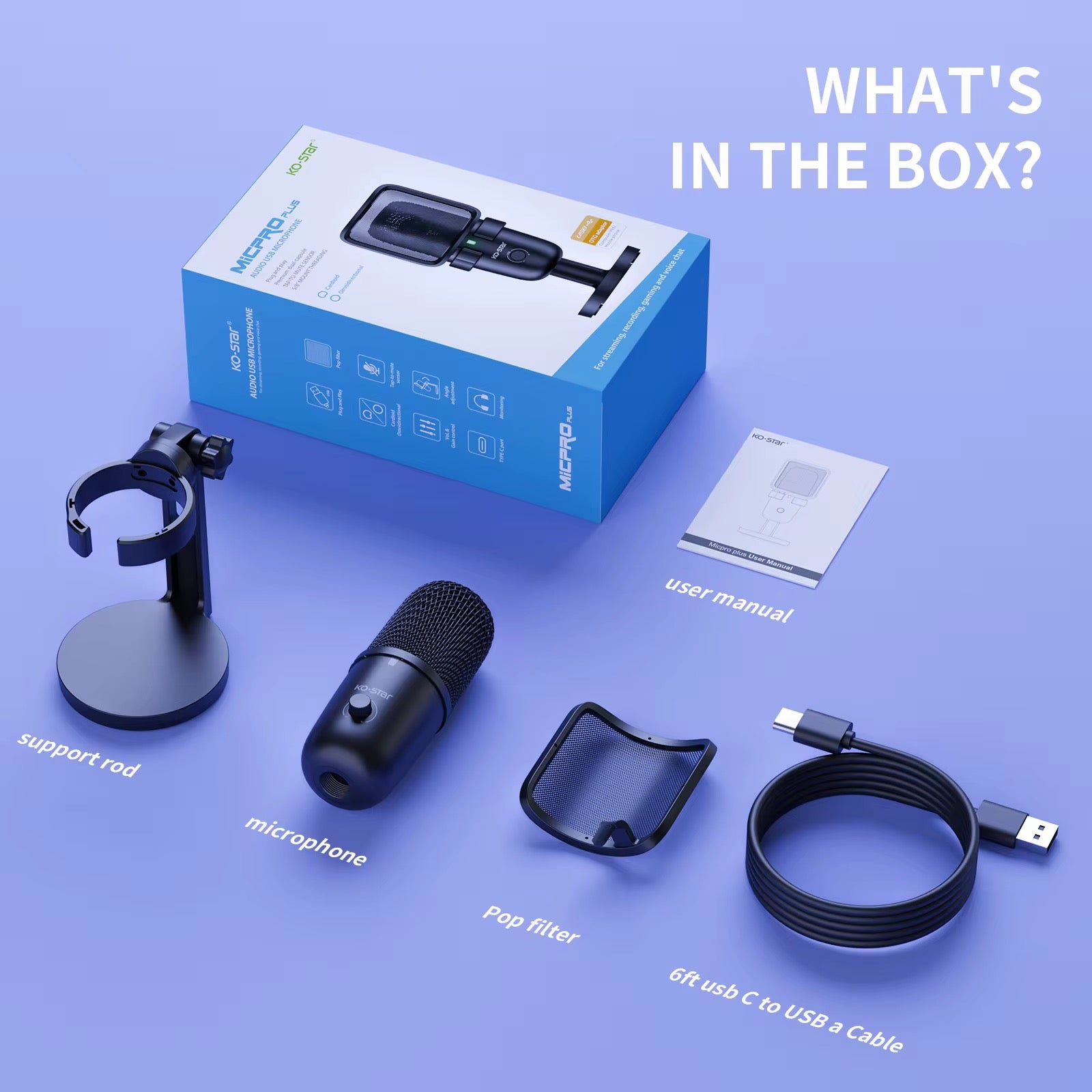 Studio Recording USB Wired Microphone (Streaming, Gaming, Podcast)