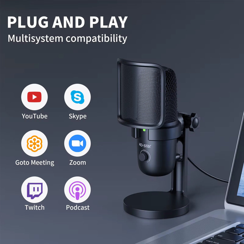 Studio Recording USB Wired Microphone (Streaming, Gaming, Podcast)