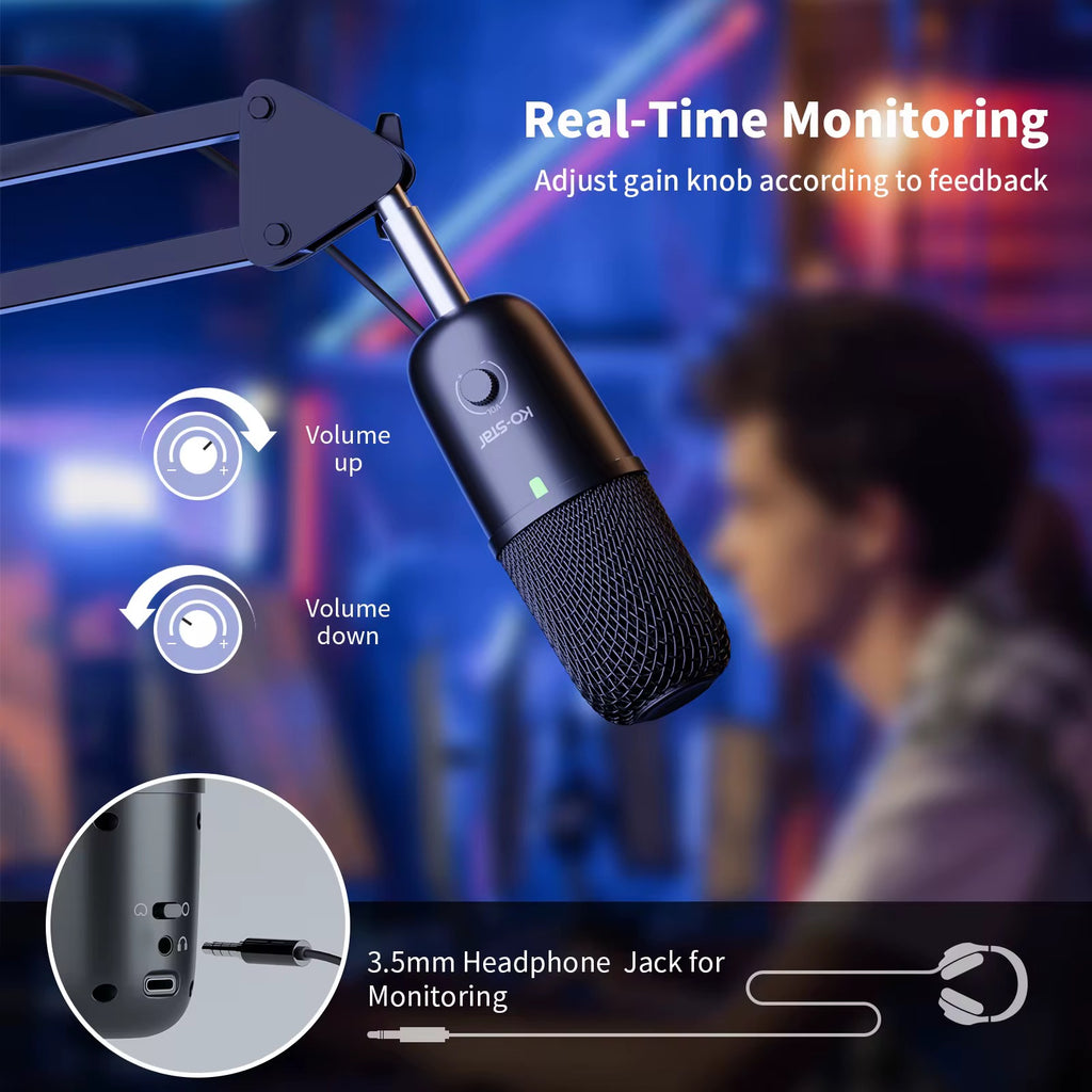 Studio Recording USB Wired Microphone (Streaming, Gaming, Podcast)