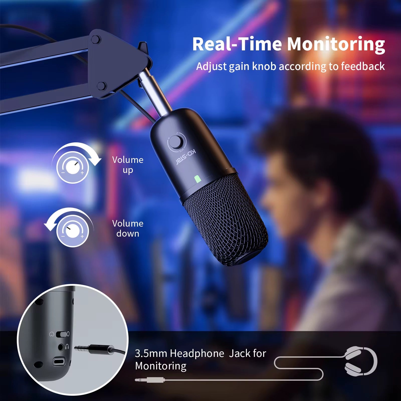Studio Recording USB Wired Microphone (Streaming, Gaming, Podcast)