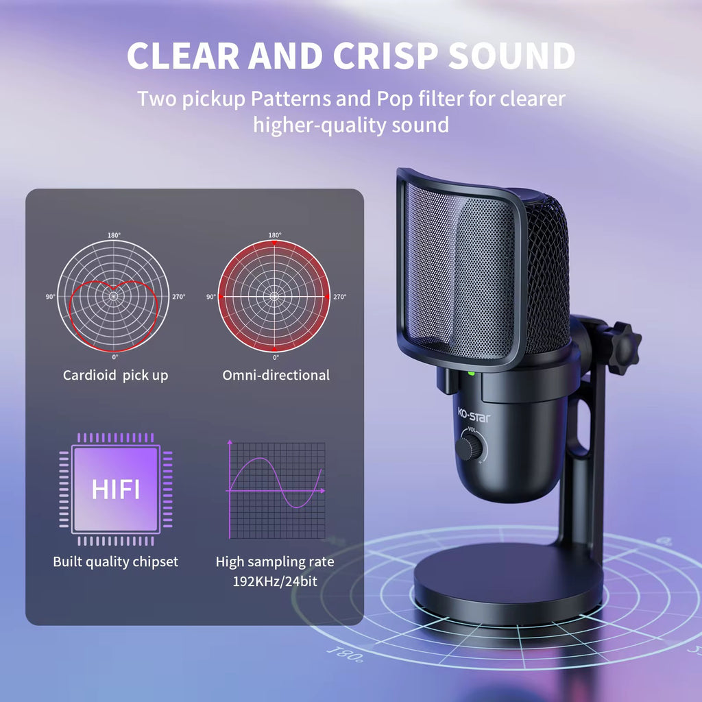 Studio Recording USB Wired Microphone (Streaming, Gaming, Podcast)